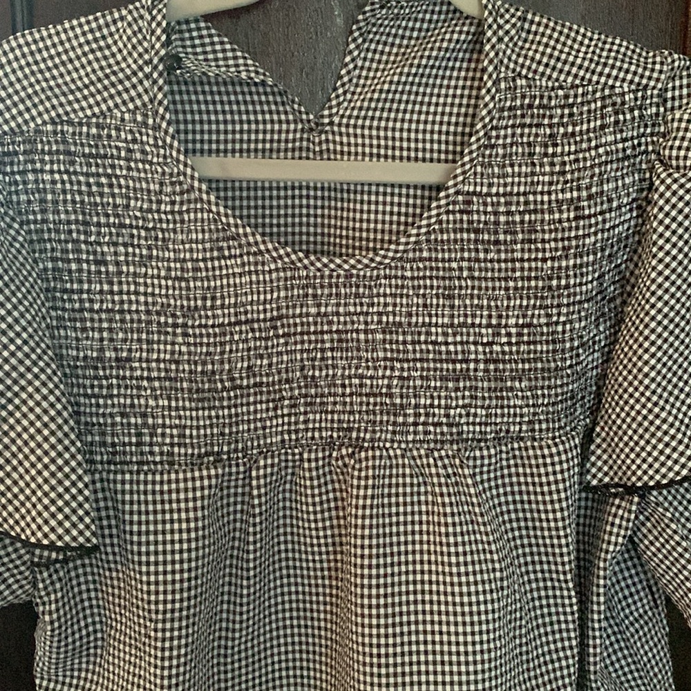 Women's Black and White Gingham Top - Picture 3 of 5